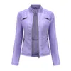 Spring Casual Women Leather Jacket Stand Collar Slim Fit Short Pu Coat Solid Classic Female Outerwear 240105