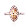 Cluster Rings Huitan Luxury Rose Gold Color Women Wedding Marquise Cubic Zirconia Temperament Elegant Champagne CZ Trendy Jewelry