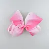 20pcs Jeweled Pastel flora ombre ribbon 18cm jojo big Signature hair bows Alligator clips crystal Rainbow Rhinestone Accessory BJ