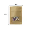 Kraft Paper Bag with Clear Window Food Storage Bag Resealable Pouches Sample Stuff Tea Coffee Packet Tmqos