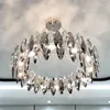 Lustres Post-moderne feuille d'art ClearGrey lustre en cristal lampe de décoration pour salon chambre modèle suspension