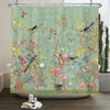 Cortinas de ducha de árbol de flores y pájaros de estilo chino, cortina de baño impermeable, decoración de baño con ganchos, impresión 3d 240105