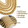 المجوهرات 6mm18mm Hiphop Golden Curb Cupan Link Chain Gold Bracelet Stainless Steel Necklace للرجال والنساء مجوهرات الأزياء