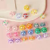 Pendant Necklaces 2Pcs/Lot Colorful Hollow Lampwork Glass Round Ball Charms Korean Styles Handmade Cute Beads Diy Girl Jewelry Bulk