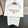 القمصان للرجال espana summer summer Barcelona Design Letters Print Faith Y2K T-Shirt Man Short Sleeved Tees قمم فضفاضة من القطن النقي للذكور T240105