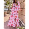 Robes décontractées de base Boho Imprimer Maxi Robe pour femmes Bikini Er Ups Summer Bohemian Beach Sundress Sexy Tunique Florale Longue Robe F Dhbn2