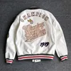 American Letter Flocking Brodery Heavy Craftship Jacket and Coat Men Harajuku Hip Hop Stitching Baseball Uniform 240105