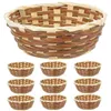 Ensembles de vaisselle Panier de rangement en dentelle 12 pièces Petit bambou tissé Dessert à la maison Snack Pain Panier à fruits ménagers