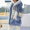 Ogólna kurtka dla kobiet jesienna zimowa ciepła pluszowa kieszonkowa odzież z kapturem luźna dama odzież wierzchnia roupas feminina 240104