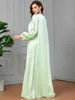 Etnische kleding elegante moslim abaya dubai satijnen kimono vest gewaad kralen lange mouwen abays uitloper damesjurk set 2 stuks Marokko