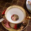 Kahve fincanı Porselen Çay Setleri Lüks Hediye Kemik Çin Seramik Cafe Düğün Dekorasyon İçecek Yazılar 240104