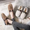 Winter Warm Women's Plush Flat Shoes for Outdoor and Office Wear Bow Decoration Mary Jane Ladies Casual Boat Shoes 41-43 240104