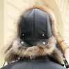 Caps Zdfurs*Winter Homem 100% real Sier Fox Fur Bomber Hat Raccoon Fur Ushanka Cap Trapper Russo Man Ski Caps Caps Real Leather