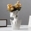 Arte moderno abstracto cara lateral florero cabeza florero de cerámica flores secas decoración de mesa sala de estar decoración de oficina decoración del hogar 240105