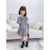 New Baby Girls Clothes Two Piece Dress Set Academy Style Long Sleeve Knitted Sweater Cardigan And Pleated Skirt Sets Spring Autumn Fashion Kids Clothing 2pcs Outfits