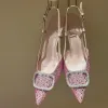 Rhinestone ozdobione stylowe tylne puste palec 9 cm szpilki obcasy eleganckie sandały designerskie buty ślubne Wysokie obcasy sexy z sukienką