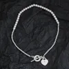 designer bracelets heart pearl OT necklace bracelet Sterling Silver S925 jewelry Round Bead Love Heart-shaped Bracelet Necklaces for women wedding engagement gift