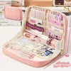 Large Capacity Kawaii Pencil Case Cosmetic Bag Cute Canvas Pen Pouch Organizer Korean for Girl School Office Supplies Stationery 240105