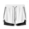 Men's Shorts 2024 Summer Fashion Quick-drying 2-in-1 Multi-pocket Double-layer Fitness Lace-up Sports Pants