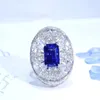 Anéis de cluster SFL2024 Anel de safira Real Pure 18K Natural Royal Blue Gemstones 4.05ct Diamantes Pedras Feminino