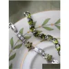 Chain Link Armelets Original vintage utsökta ädelstenarmband Green Zircon Flower Valentines Day Gift Drop Delivery Jewely Dhaqt