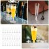 Gobelets jetables pailles 40 pièces verres en cristal flûte gobelets Champagne Dessert tasse boissons rouges en plastique Cocktail fête