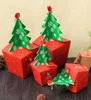 20 PCS Lot Christmas Tree Shape Gift Box مع أجراس مربوطة 3D Candy Box Package Cartoon Print Red Red Rapping Paper Box293v9213658