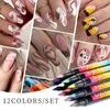 12pcs Nail Art Graffiti Pen Set Nail Markers Ecofriendly Waterproof Drawing Painting Liner Brush DIY Nail Polish Accessories 240105