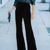 Women's Pants 2024 Autumn And Winter Solid Gold Velvet High Waist Collage Micro Flare Wide Leg Fashion Casual Formal