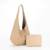 Nuova borsa tote da donna minimalista e di grande capacità, borsa a secchiello alla moda in pelle di fascia alta, borsa a tracolla chic grigia