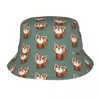 Bérets rouge PANDA motif seau chapeau Panama pour enfants Bob chapeaux en plein air mode pêcheur été pêche unisexe casquettes