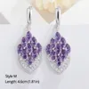 Collares Beaqueen Romántico Gran Flor Gota Púrpura Cristal Pendientes Largos para Mujeres Declaración Corazón Oval Redondo Cuadrado Cz Joyería Del Oído E294