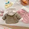 Kinderen Katoenen Kleding Verdikte Meisjes Jas Baby Kinderen Winter Warme Jas Rits Capuchon Kostuum Jongens Uitloper met Oor 240104