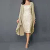 Платья Женские платья до колена для матери невесты Комплект из двух частей Платье