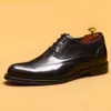 Scarpe da uomo di marca Oxford in vera pelle nero marrone con lacci a punta abito da sposa ufficio affari scarpe formali