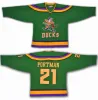 Gestikte vintage anaheim''hockey'ducks''movie 33 Greg Goldberg 44 Fulton Reed 99 Adam Banks 21 Dean Portman 66 Bombay 9 Kariya Jerseys Gree