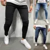 Herrbyxor mager casual byxor jeans sport fitness jogger tröjor solid färg lös mångsidig denim med fickor