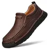 Hand-stitched Genuine Leather Casual Shoes for Men No Glue Outdoor Non-slip Soft Driving Shoes Male Loafers Big Size 38-46 240104