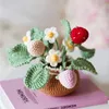 Decorative Flowers Unfinished Handwoven Mini Potted Crochet Material Pack Artificial Flower Pot Sunflower Car Interior Decor Mom Girls