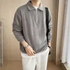 Sweats à capuche pour hommes Automne Corduroy Manches longues Hommes Polo T-shirts Casual Harajuku Mode Pulls surdimensionnés Blanc Noir Gris Hip Hop Punk