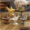 Fragrance Lamps Fairy Tale Aladdin Magic Lamp Vintage Censer Creative Metal Aroma Burner Mti Color Incense Burners Decorative Ornament Dhmp1