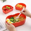 Bento kutuları 1700ml Çift Layler Öğle Yemeği Kutusu Çocuklar İçin Sevimli Bento Kutusu Kaşık ve Yemek çubukları ile Kase Konteyner Konteyner Gıda Depolama Piknik Kutusu YQ240105