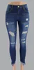 Jeans da donna Donna Casual Capris Pantaloni Nappe strappate Fori per il ginocchio Distressed Vintage Sbiancato Vita bassa Alta qualità elastica