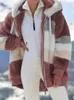 Women Fleece Hooded Coat Jacket Fashion Faux Fur Zip Up Outwear Elegant Warm Thick Plush Winter Jackets Female Clothes 240104