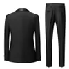 Black Men Mariage Color Block Collar Suits Jacket Trousers Male Business Casual Wedding Blazers Coat Pants 2 Pieces Set S-6XL 240104