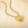 Collares colgantes INS Trendy 316L Collar de corazón de acero inoxidable 16k Color oro Color texturizado Collar de declaración Joyería para mujeres Regalo