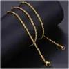 Chains Gold Chain For Men Women Wheat Figaro Rope Cuban Link Filled Stainless Steel Necklaces Male Jewelry Gift Wholesale Drop Deliv Dhe8C