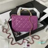 Borsa da donna con patta con manico Borse a tracolla con perle di cristallo Portafoglio per carte in pelle Borsa mini da donna