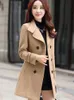 Herbst Winter Plus Größe Jacke frauen Zweireiher Einfarbig Mantel Koreanische Dünne Weibliche Woolen 240105