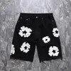 Herren-Luxus-Designer-Herren-Shorts, Jeans, Herren-Jeans, Blumen-Diamant-Denim-Shortpants, schmale Herren-Denim-Street-Hip-Hop